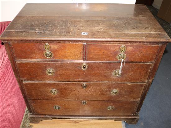 A 18th century oak chest, W.94cm